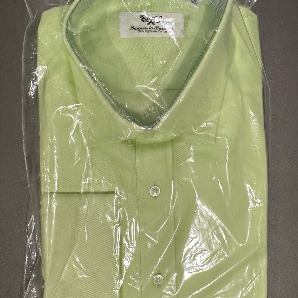 Men's Light Green Dress Shirt with French Cuffs 100% Egyptian Cotton